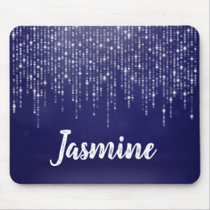 Glam white fairy string of lights personalised mouse mat