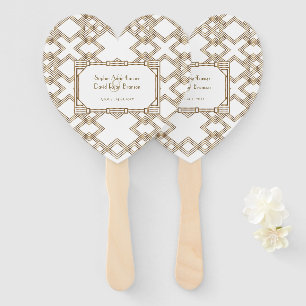 Glam White Gold Great Gatsby Wedding Hand Fan