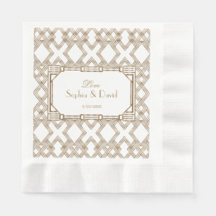 Glam White Gold Great Gatsby Wedding Napkin