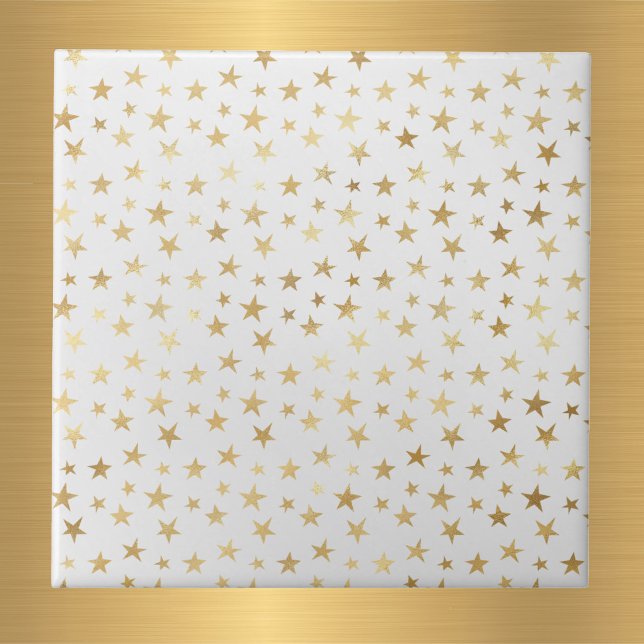 Glam White Gold Stars Tile (Creator Uploaded)