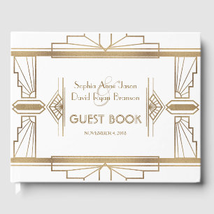 Glam White Roaring 20's Great Gatsby 1920s Wedding Guest Book