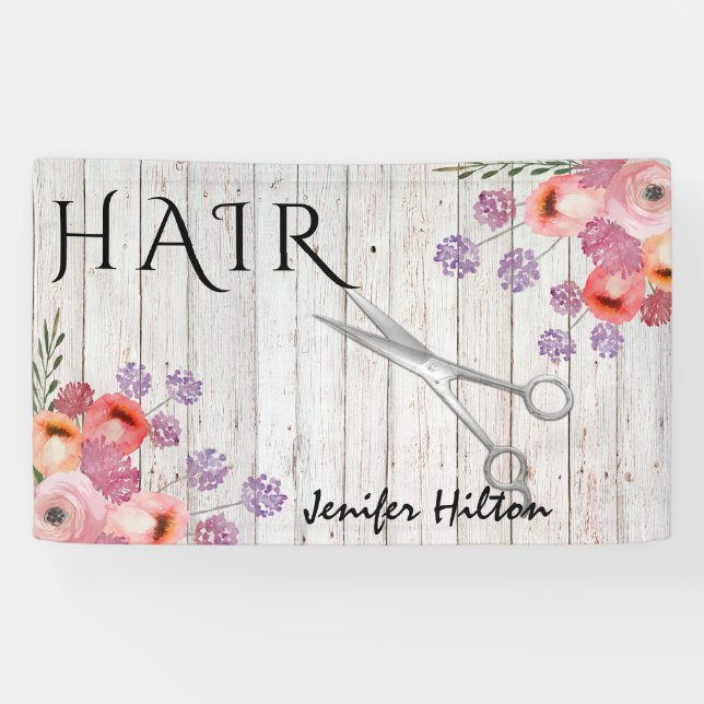 Glam wood lookboho floral scissors banner (Horizontal)