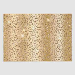 Glam Yellow Gold Glitter Leopard Tissue Paper