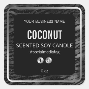 Glam Zebra Print Black And Silver Product Labels