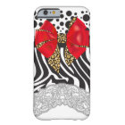 Glam Zebra Print, Polka Dots and Red Leopard Bow