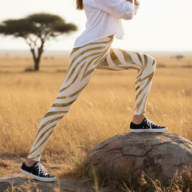 Glam Zebra Stripes Pattern Safari Gold ID1151 Leggings (Creator Uploaded)