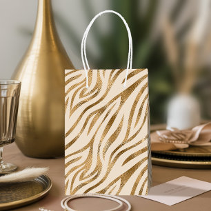 Glam Zebra Stripes Pattern Safari Gold ID1151 Medium Gift Bag