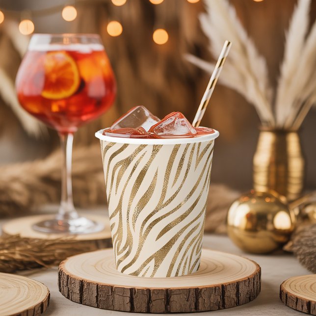 Glam Zebra Stripes Pattern Safari Gold ID1151 Paper Cups (Creator Uploaded)