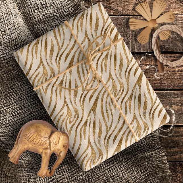 Glam Zebra Stripes Pattern Safari Gold ID1151 Wrapping Paper (Creator Uploaded)