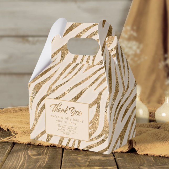 Glam Zebra Stripes Safari Thank You Gold ID1151 Favour Box (Creator Uploaded)