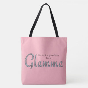Glamma bling and custom background colour tote bag