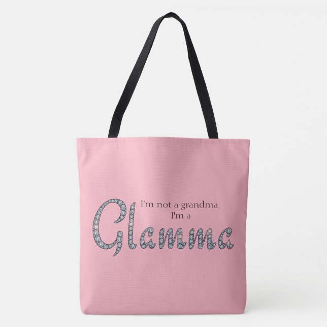 Glamma bling and custom background colour tote bag (Front)