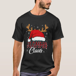 Glamma Claus Santa Hat Reindeer Red Plaid Matching T-Shirt