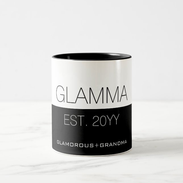 Glamma Established | Gifts for Glamourous Grandma Two-Tone Coffee Mug (Center)
