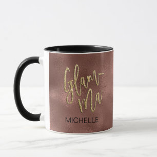 Glamma Glamourous Grandma Rose Gold Foil Gold Name Mug