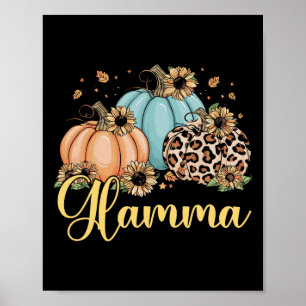 Glamma Leopard Pumpkin Women Thanksgiving Fall Poster