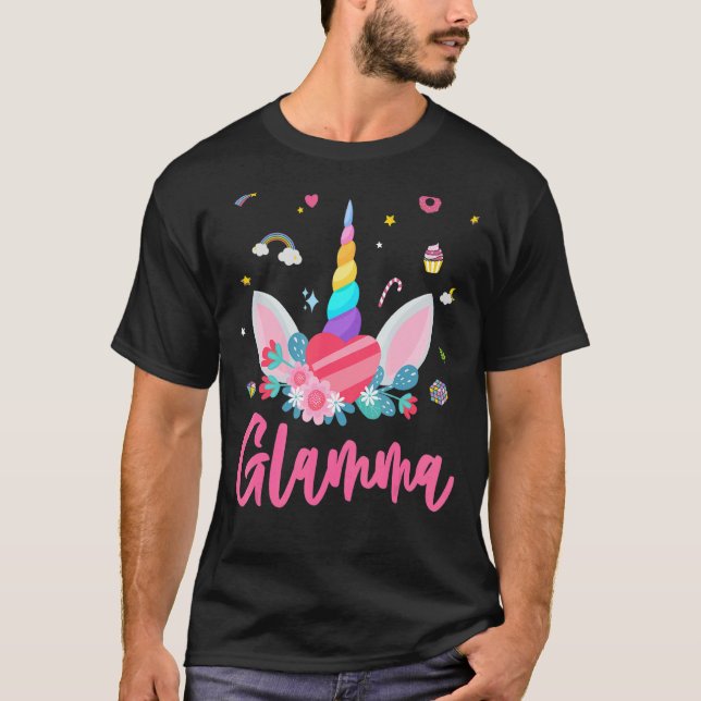 Glamma Of The Birthday Girl Unicorn Theme Magic Un T-Shirt (Front)