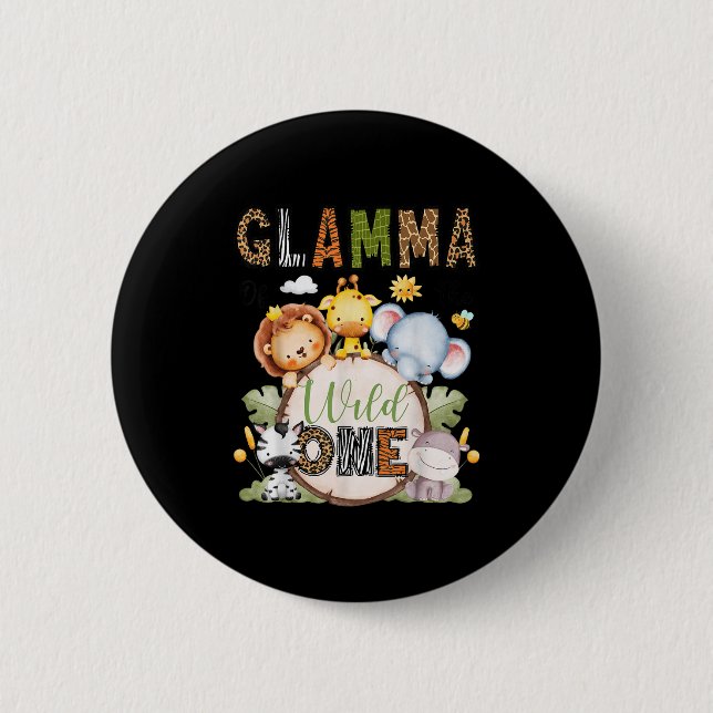 Glamma Of The Wild One 1st Birthday Boy Jungle Saf 6 Cm Round Badge (Front)