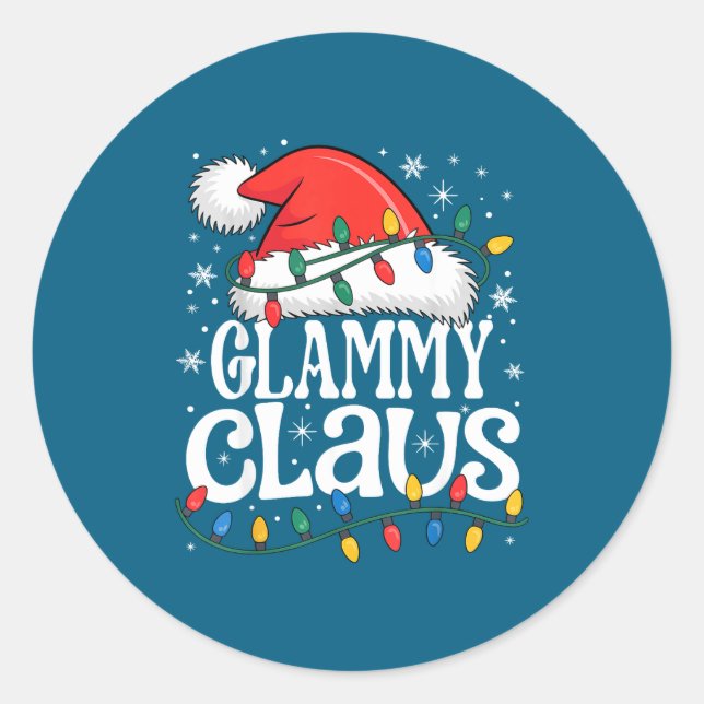 Glammy Claus Funny Xmas Christmas Grandma Holiday  Classic Round Sticker (Front)