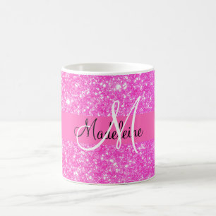 Glamor Girl Hot Pink Glitter Coffee Mug