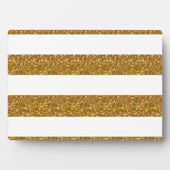 Glamor White Stripes with Gold Glitter Printed Plaque (Front)