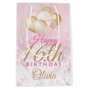 Glamorous 16th Birthday Balloon Medium Gift Bag