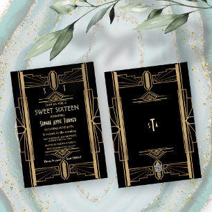 Glamorous 1920's Great Gatsby Art Deco SWEET 16 Invitation
