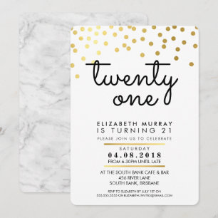 GLAMOROUS 21st birthday party INVITE gold confetti