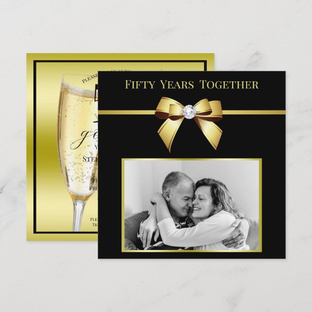 Glamorous 50th Wedding Anniversary Photo Invitation (Front/Back)