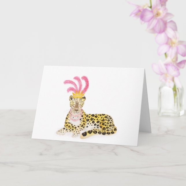 Glamorous Amur leopard blank card (Orchid)