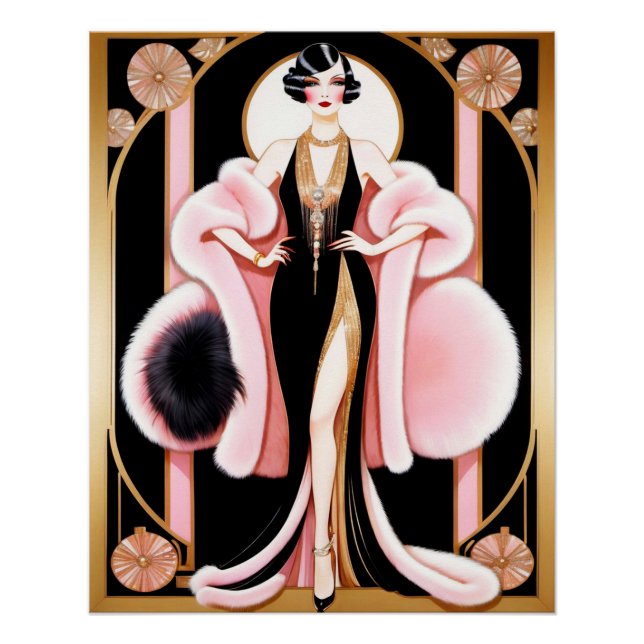 Glamorous Art Deco Lady in the style of ERTE. Poster (Front)