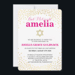 GLAMOROUS BAT MITZVAH rustic gold confetti pink Invitation<br><div class="desc">NOTE - the shiny gold effect is a printed pictureA cute confetti, polka dot design with gold foil look for your child's BAT MITZVAH INVITATIONS. Wow your friends and family with this little number ;D Setup as a template it is simple for you to add your own details, add your...</div>