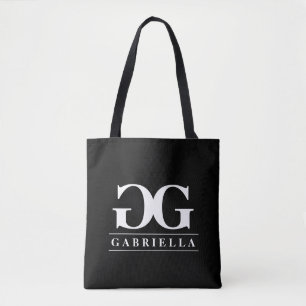 Glamorous black and white double monogram tote bag