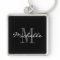 Glamorous black and white name monogram keychain