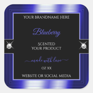 Glamorous Black Blue Shiny Brilliant Product Label