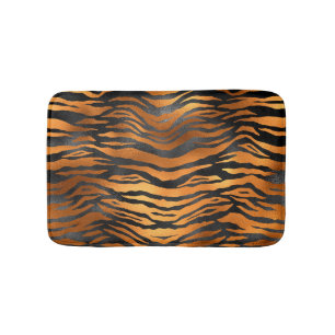 Glamorous Black Brown Tiger Stripes Animal Print Bath Mat