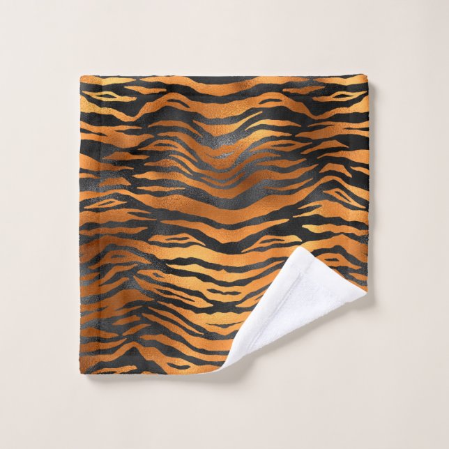 Glamorous Black Brown Tiger Stripes Animal Print Wash Cloth (Wash Cloth)