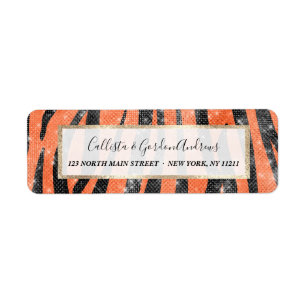 Glamorous Black Orange Glitter Animal Tiger Stripe
