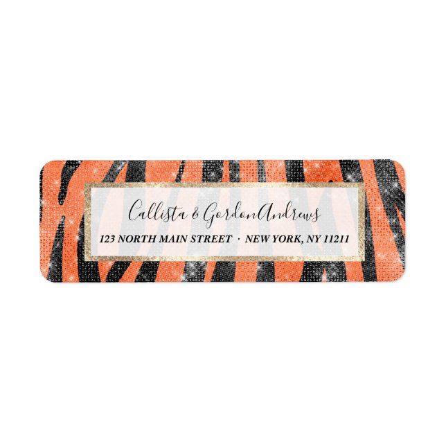 Glamorous Black Orange Glitter Animal Tiger Stripe (Front)