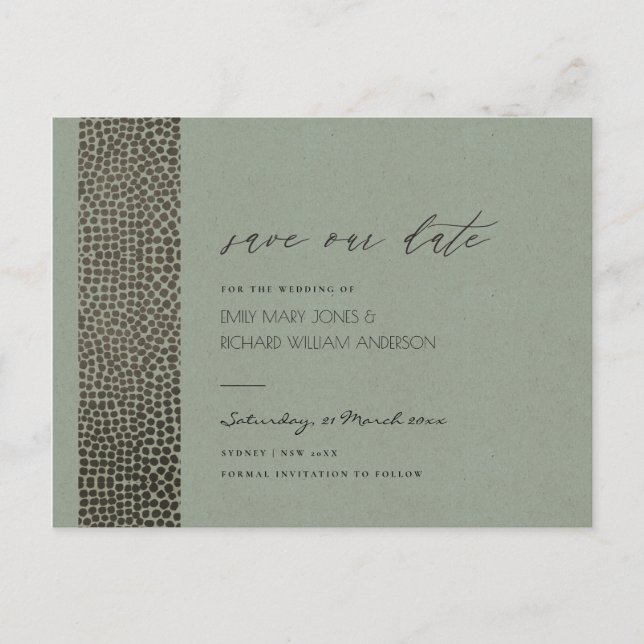 GLAMOROUS COPPER SILVER DOTS MOSAIC SAVE THE DATE ANNOUNCEMENT POSTCARD (Front)