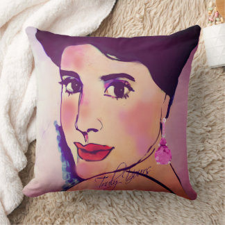 Glamorous Dark Haired Woman Bold Drawing Modern Cushion