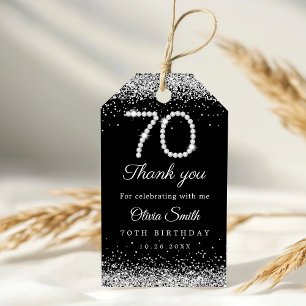 Glamorous Diamonds 70th Birthday Party Thank you Gift Tags