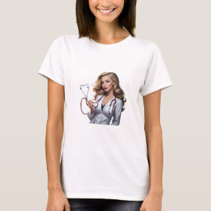 Glamorous Doctor with Heart Stethoscope T-Shirt