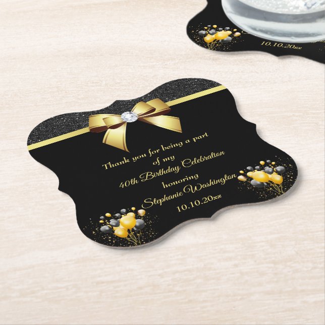 Glamorous Elegance Birthday Paper Coaster (Angled)