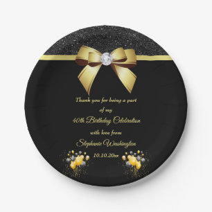 Glamorous Elegance Birthday Paper Plate