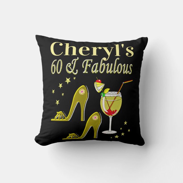 GLAMOROUS GOLD 60TH BIRTHDAY CUSHION (Front)