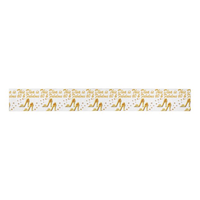 GLAMOROUS GOLD 60TH BIRTHDAY GROSGRAIN RIBBON (Front)