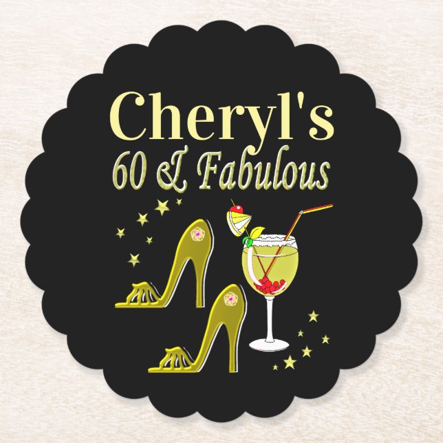 GLAMOROUS GOLD 60TH BIRTHDAY PAPER COASTER (Front)