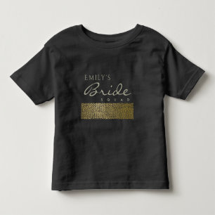 GLAMOROUS GOLD BLACK MOSAIC BRIDE SQUAD MONOGRAM TODDLER T-Shirt