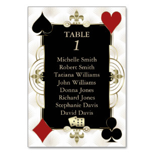 Glamorous Gold Casino Vegas Poker Wedding Table Number